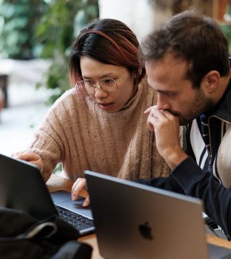 Two students working together
